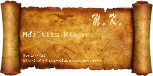 Mátits Kleon névjegykártya